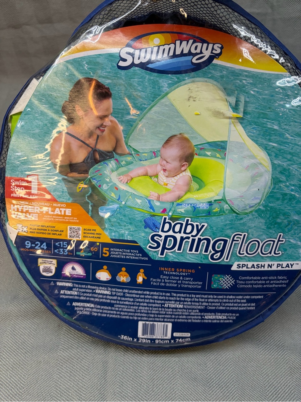 NWT Swimways baby spring float, swim step one splash and play multicolor
